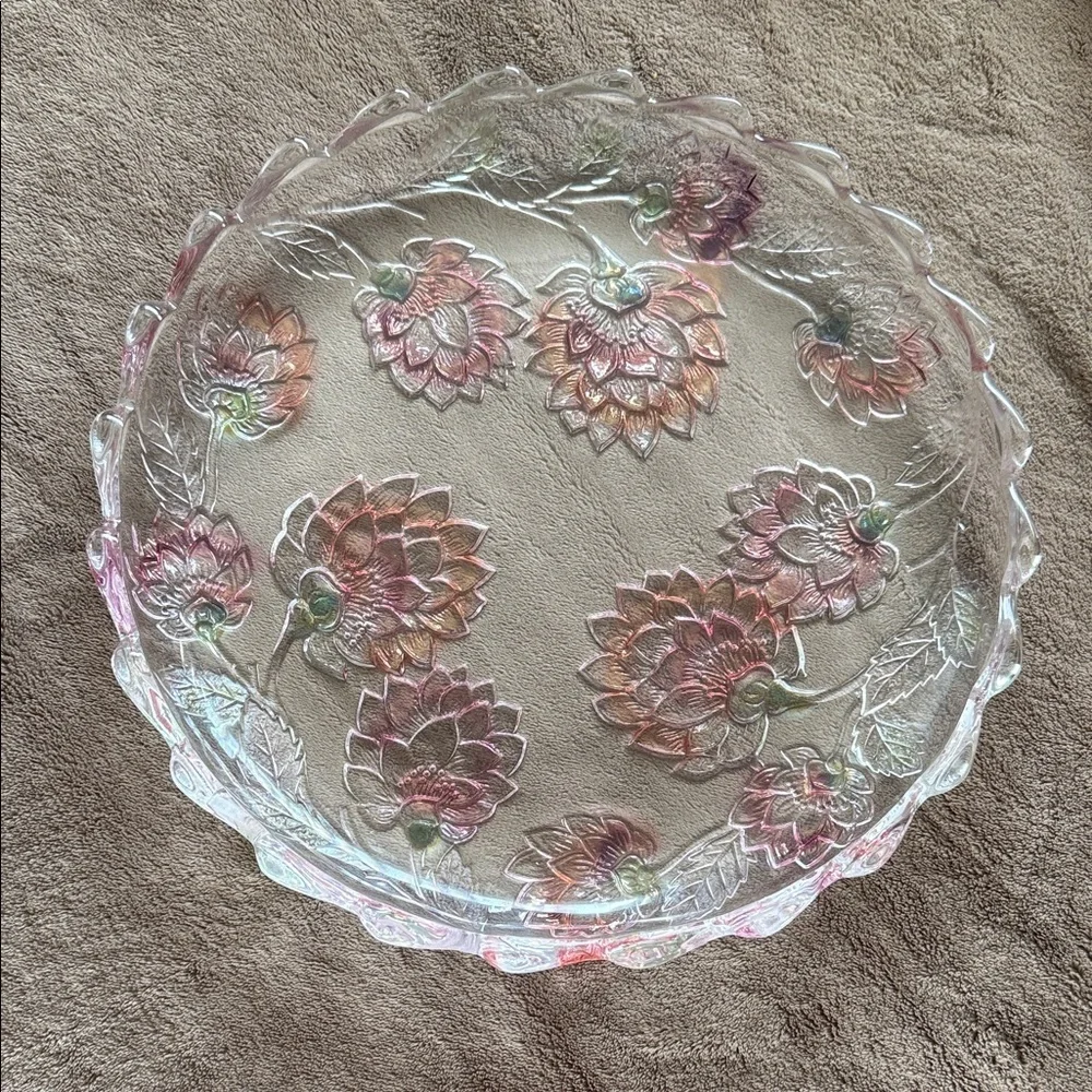 Floral Glass Decorative Plate